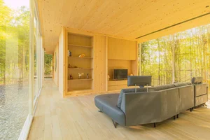 Modern Minimalist Glass and Wood Forest Retreat: A Serene One-Story Sanctuary for Slow Living and Nature Immersion-6