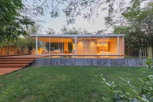 Modern Minimalist Glass and Wood Forest Retreat: A Serene One-Story Sanctuary for Slow Living and Nature Immersion-25