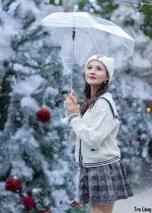 Charming Winter Girl Amidst Beautiful Christmas Snowfall-4