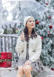 Charming Winter Girl Amidst Beautiful Christmas Snowfall-3