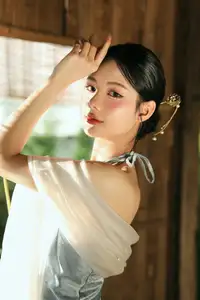 East Asian Grace: Girl in Modernized Attire and Exquisite Hair Ornament-0