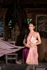 Captivating Asian Beauty Elegant Vietnamese Woman in Graceful Pink Attire-5