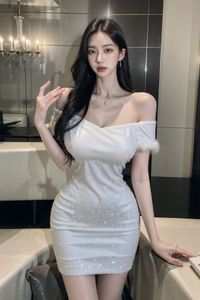 AI Generated Realistic Style Chaebol Heiress Part04: Stunning Figure in Elegant White Dress-3