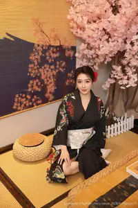 Su Yi Nuo No.10627: Captivating Traditional Grace in a Seductive Black Kimono-21