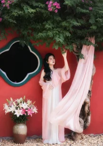 Ethereal Muse in Traditional Silk and Ancient Architecture-18