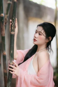 Ethereal Muse in Traditional Silk and Ancient Architecture-9