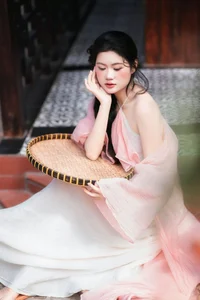 Ethereal Muse in Traditional Silk and Ancient Architecture-2