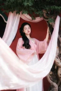 Ethereal Muse in Traditional Silk and Ancient Architecture-12