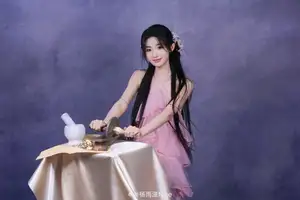 Captivating Elegance: Young Woman Prepares Ancient Herbs with Mortar and Pestle.-0