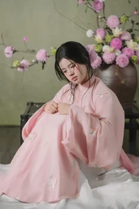 Muse in Pastel Pink A Timeless Portrait of Nostalgia-0