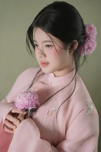 Muse in Pastel Pink A Timeless Portrait of Nostalgia-4