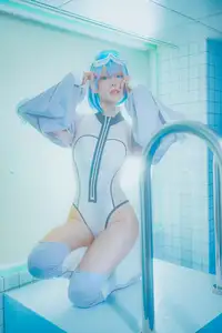 Captivating Cosplay: Coser Ely_eee ElyEE presents "Clear Blue Drift" – A mesmerizing blue fantasy-23