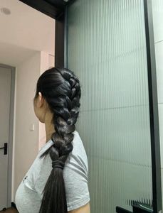 Gentle Beautiful Girl: Alluring Black Braided Ponytail Hairstyle - Elegant Look-8
