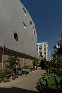 Light-Filled Tube House: Discover Unique Arched Facade & Green Urban Living-5