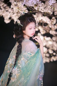 Ethereal Night Cherry Blossoms Photography: Art Language Vol.9125 Featuring Fei Fei in a Stunning Sakura Nightscape-1