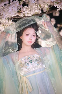 Ethereal Night Cherry Blossoms Photography: Art Language Vol.9125 Featuring Fei Fei in a Stunning Sakura Nightscape-7