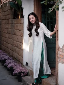 Karen Nguyen radiates timeless elegance in a pure white traditional Ao Dai-11