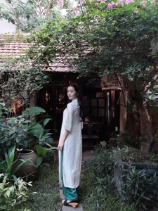Karen Nguyen radiates timeless elegance in a pure white traditional Ao Dai-5