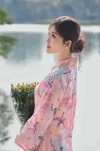 Elegant Asian Beauty: Graceful Woman in Modern Ao Dai by Serene Lakeside-0