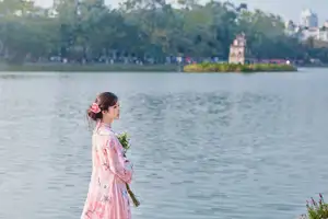 Elegant Asian Beauty: Graceful Woman in Modern Ao Dai by Serene Lakeside-6