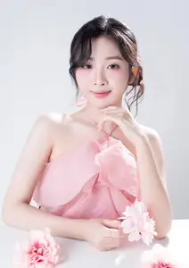 Discover Feminine Elegance: A Girl in a Pink Dress with Pristine Flowers-0