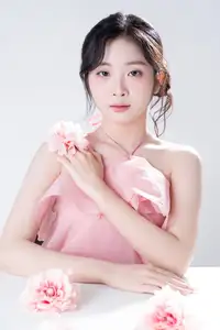 Discover Feminine Elegance: A Girl in a Pink Dress with Pristine Flowers-5