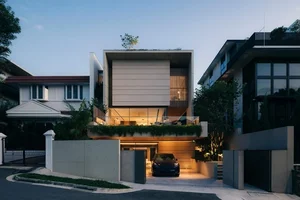 Modern Villa Architecture: Innovative Vertical Design Utilizing Natural Light and Minimalist Glass Elements for Contemporary Luxury Living-1