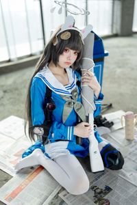 Coser Jiu Qi Miao as Kasasawa Miyu: Captivating Blue Archive Cosplay in Sailor Uniform & Bunny Ears. View 0044-0