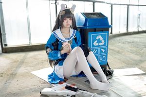 Coser Jiu Qi Miao as Kasasawa Miyu: Captivating Blue Archive Cosplay in Sailor Uniform & Bunny Ears. View 0044-6