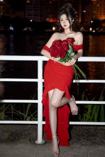 Captivating Fashion Portrait in Red Dress. HD Wallpaper Quality-5