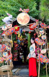 Vietnamese Mid-Autumn Charm: Girl in Traditional Attire with Vibrant Lantern | Festival Culture & Colors-17