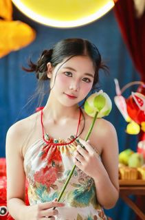 Vietnamese Mid-Autumn Charm: Girl in Traditional Attire with Vibrant Lantern | Festival Culture & Colors-4