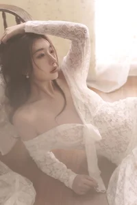 Elegant Li Ling Yu in a Stunning White Lace Fishtail Dress - YiTuYu Art Language Vol.9394 Fashion Photography Collection-9