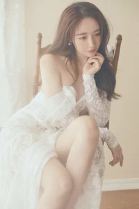 Elegant Li Ling Yu in a Stunning White Lace Fishtail Dress - YiTuYu Art Language Vol.9394 Fashion Photography Collection-6