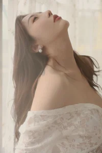 Elegant Li Ling Yu in a Stunning White Lace Fishtail Dress - YiTuYu Art Language Vol.9394 Fashion Photography Collection-5