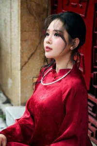 Timeless Elegance in Red Traditional Ao Dai-2