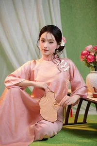 Elegant Muse in Pastel Pink Traditional Attire-4