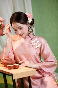 Elegant Muse in Pastel Pink Traditional Attire-2
