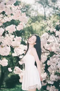 Spring Muse: Pristine Beauty and Grace Amidst Blooming Cherry Blossoms.-8