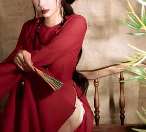 VGU No.192 Graceful Woman in Stunning Red Hanfu & Traditional Fan 1000024611-7