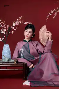 East Asian Grace: Elegant Lady in Traditional Attire & Cherry Blossoms-0