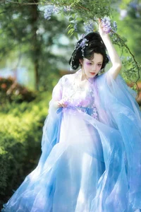 Ethereal Grace: Xian Luo in a Dreamy Wisteria Garden - Art Language Vol. 9065-1