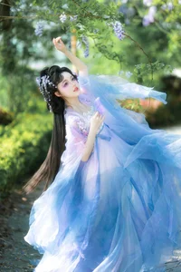 Ethereal Grace: Xian Luo in a Dreamy Wisteria Garden - Art Language Vol. 9065-2