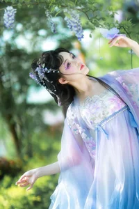 Ethereal Grace: Xian Luo in a Dreamy Wisteria Garden - Art Language Vol. 9065-0