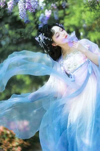 Ethereal Grace: Xian Luo in a Dreamy Wisteria Garden - Art Language Vol. 9065-5