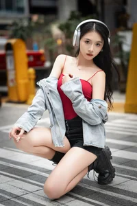 Chic Urban Style: Tian Tian in YiTuYu Art Language Vol.9123 – Modern Fashion Photography and Headphones Aesthetic-11