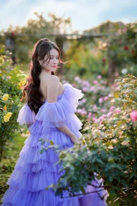 Dreamy Lavender Muse in Golden Flower Garden-4