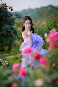Dreamy Lavender Muse in Golden Flower Garden-1