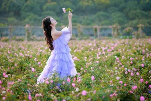 Dreamy Lavender Muse in Golden Flower Garden-6