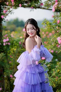 Dreamy Lavender Muse in Golden Flower Garden-3